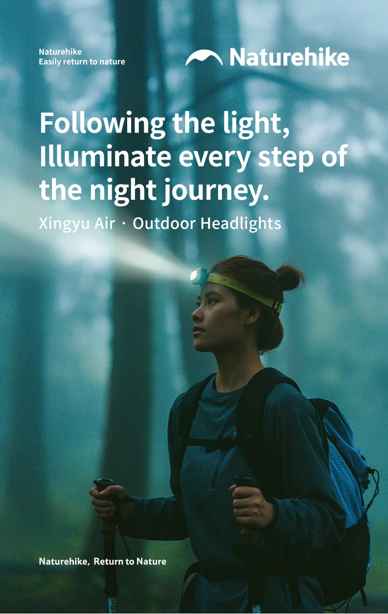 Naturehike Rechargeable Fishing LED Headlamp Camping Headlight IP66 Waterproof Ultra Light Lamp Outdoor Emergency Lantern
