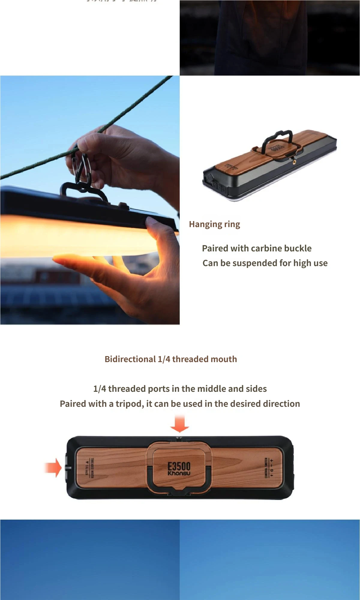 20000mAh Outdoor Camping Light Ultra Long Endurance High Brightness LED Tent Light Hanging Intelligent Camping Light No Bracket