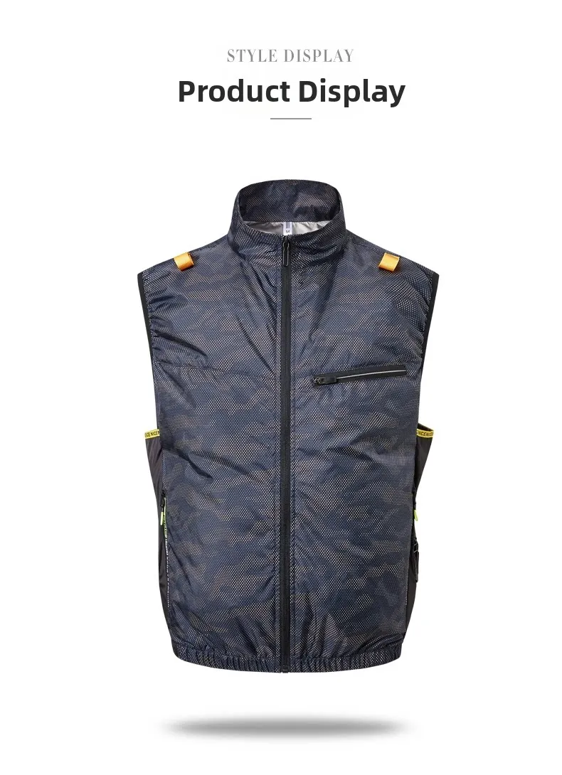 Cooling Fan Air Condition Clothing, Lightweight Sun Protection Windbreaker Vest, Outdoor Sports Fishing Work Jacket for Men Wome