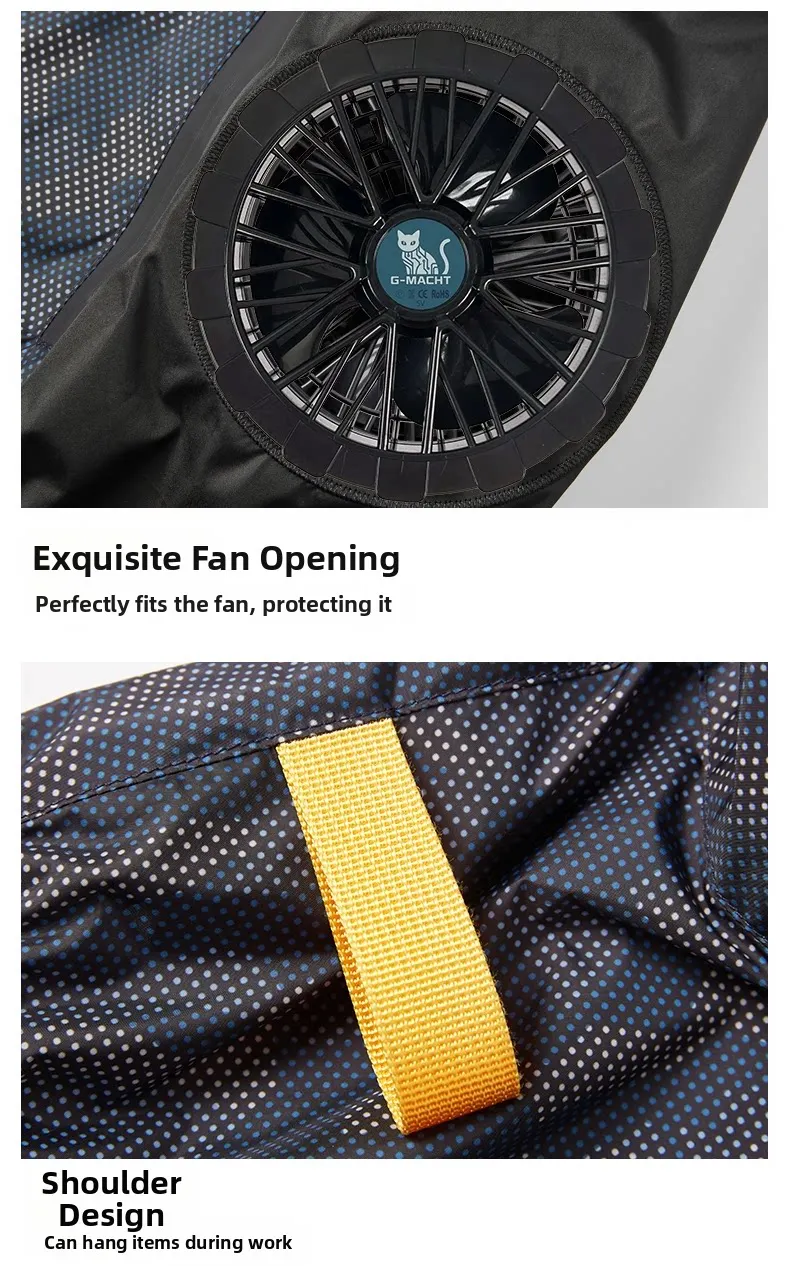 Cooling Fan Air Condition Clothing, Lightweight Sun Protection Windbreaker Vest, Outdoor Sports Fishing Work Jacket for Men Wome