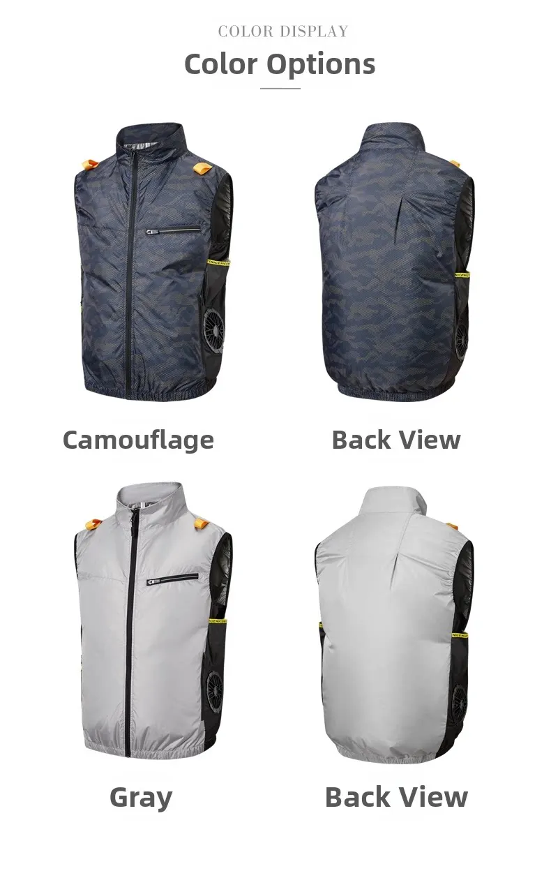 Cooling Fan Air Condition Clothing, Lightweight Sun Protection Windbreaker Vest, Outdoor Sports Fishing Work Jacket for Men Wome