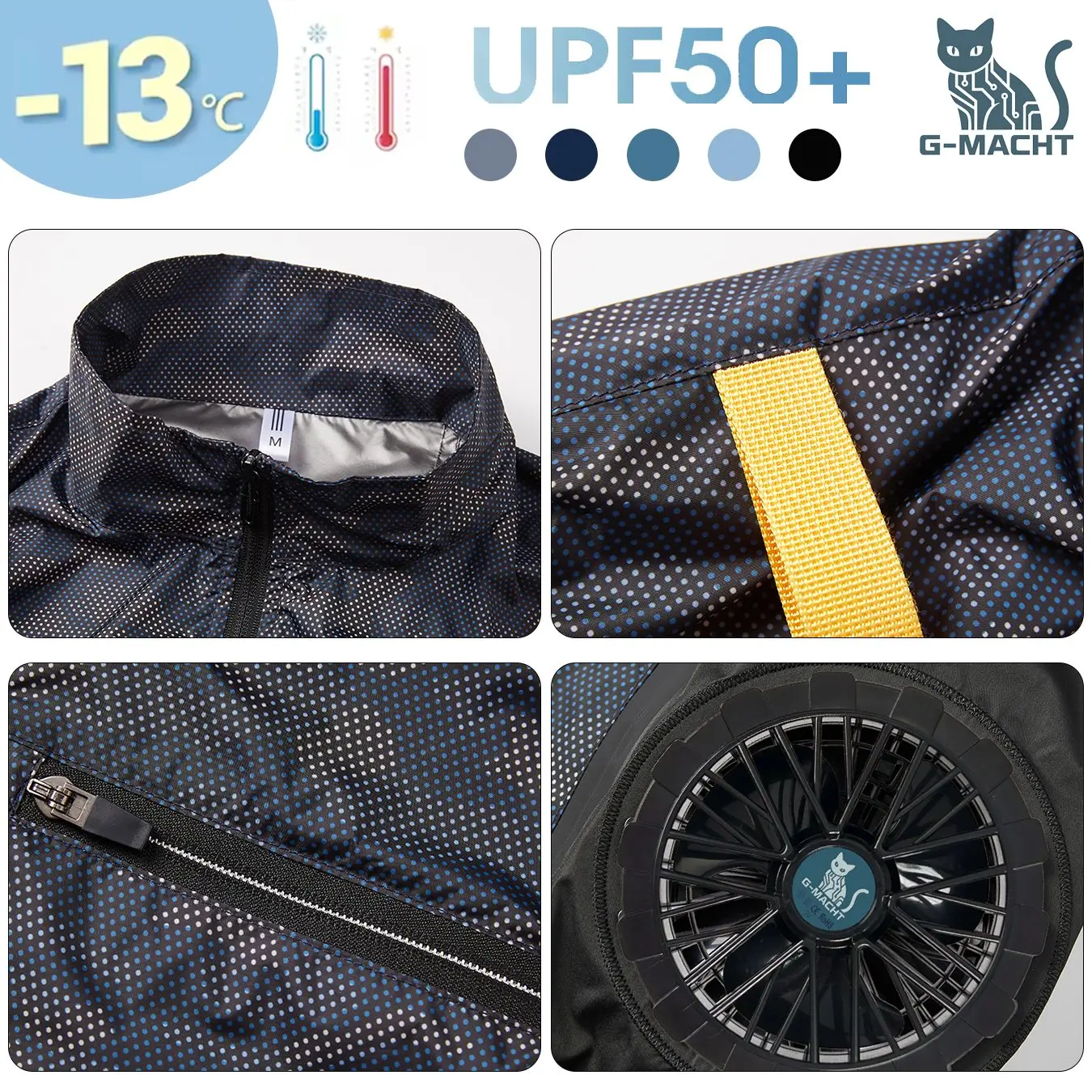 Cooling Fan Air Condition Clothing, Lightweight Sun Protection Windbreaker Vest, Outdoor Sports Fishing Work Jacket for Men Wome