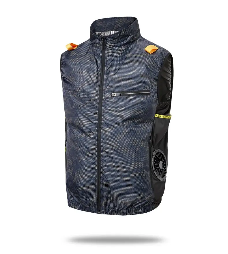 Cooling Fan Air Condition Clothing, Lightweight Sun Protection Windbreaker Vest, Outdoor Sports Fishing Work Jacket for Men Wome