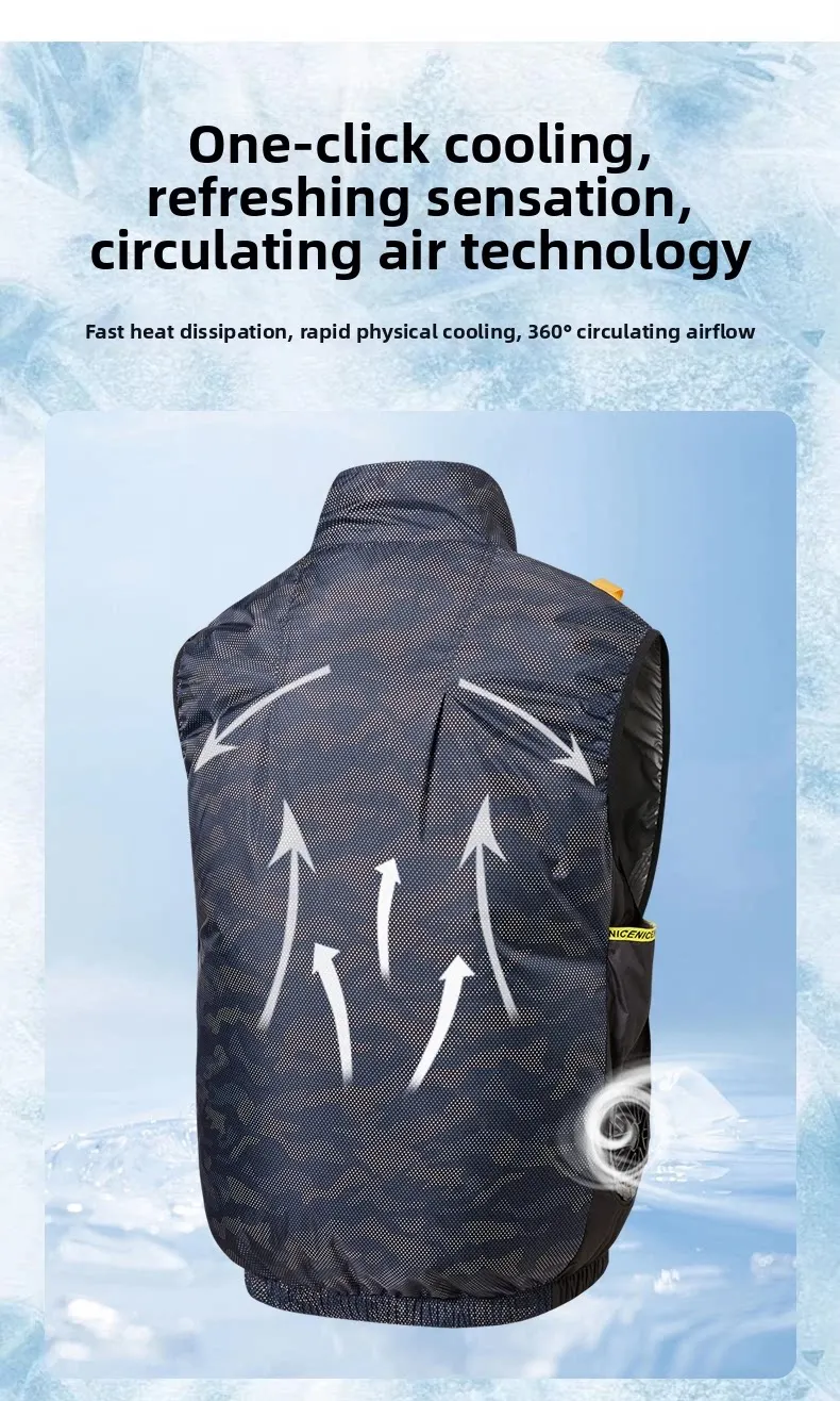 Cooling Fan Air Condition Clothing, Lightweight Sun Protection Windbreaker Vest, Outdoor Sports Fishing Work Jacket for Men Wome
