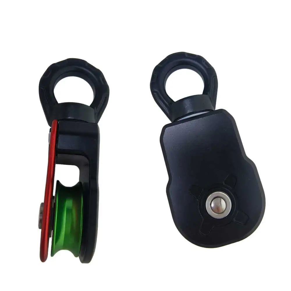 36KN Rotating Single Pulley for Rock Climbing Zip Lining Canyoneering Side Plate Loading Pulley Climbing Rope Access Equipment