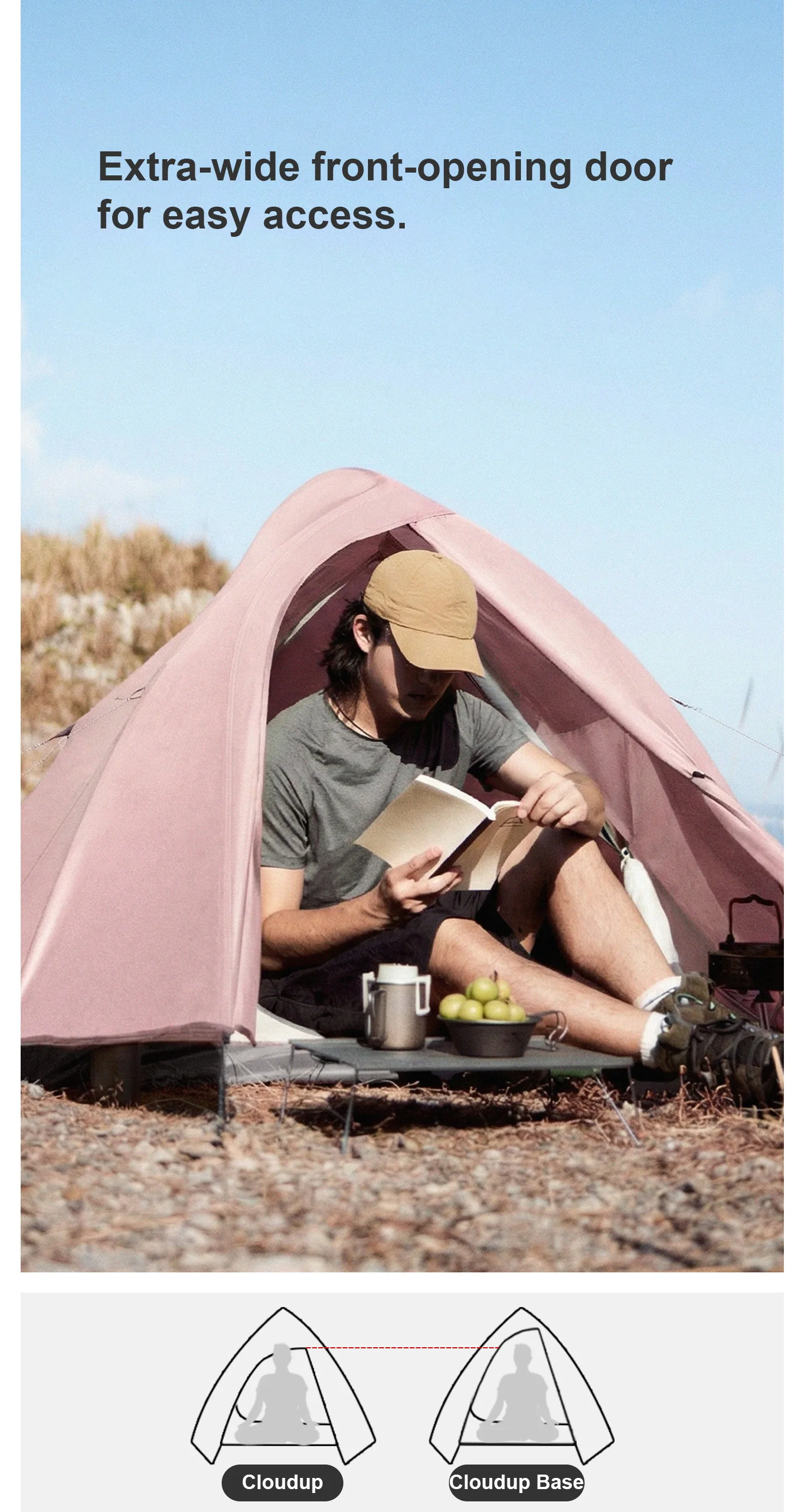Naturehike CloudUp Base Tent 1/2 Person Ultralight Trekking Tent Outdoor Camping Hiking Portable Pink/Blue Color Tents 2026 New