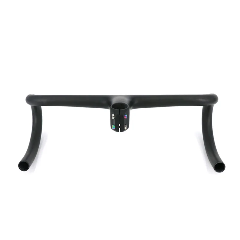 Newest Road Bike Matt UD Full Carbon Fiber Handlebar And Stem Integrated Round Tube 380-440*80-120mm with Stents 265g