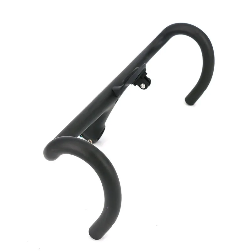 Newest Road Bike Matt UD Full Carbon Fiber Handlebar And Stem Integrated Round Tube 380-440*80-120mm with Stents 265g