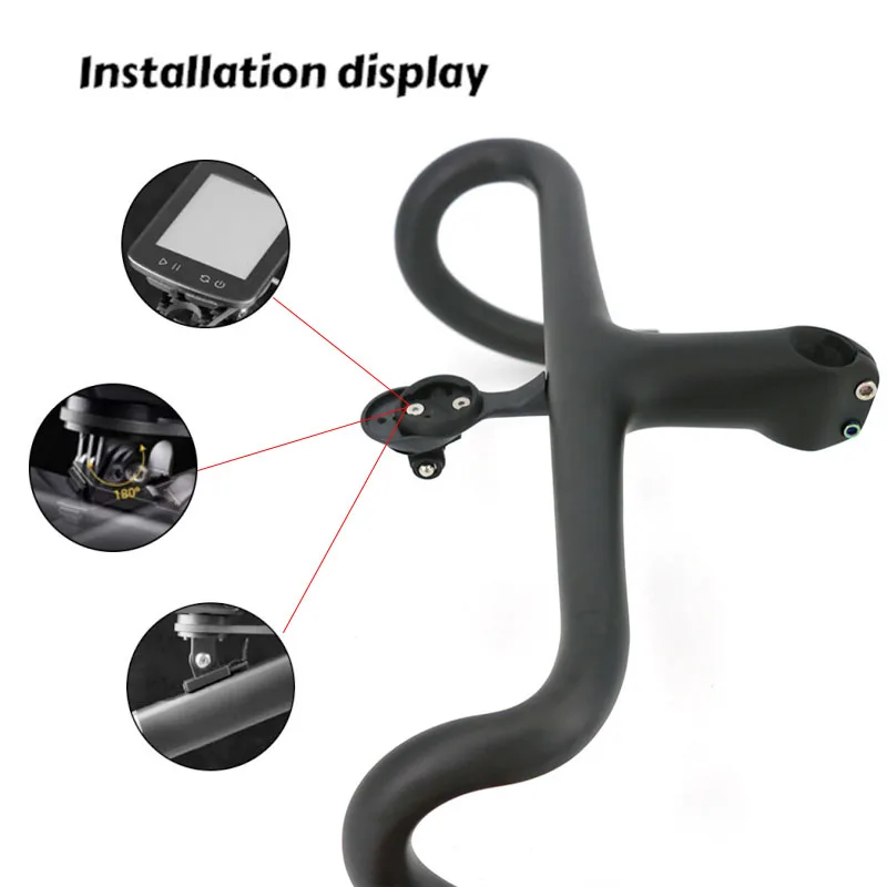 Newest Road Bike Matt UD Full Carbon Fiber Handlebar And Stem Integrated Round Tube 380-440*80-120mm with Stents 265g