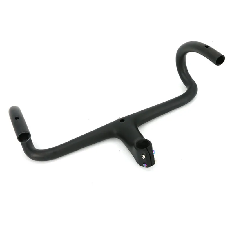 Newest Road Bike Matt UD Full Carbon Fiber Handlebar And Stem Integrated Round Tube 380-440*80-120mm with Stents 265g
