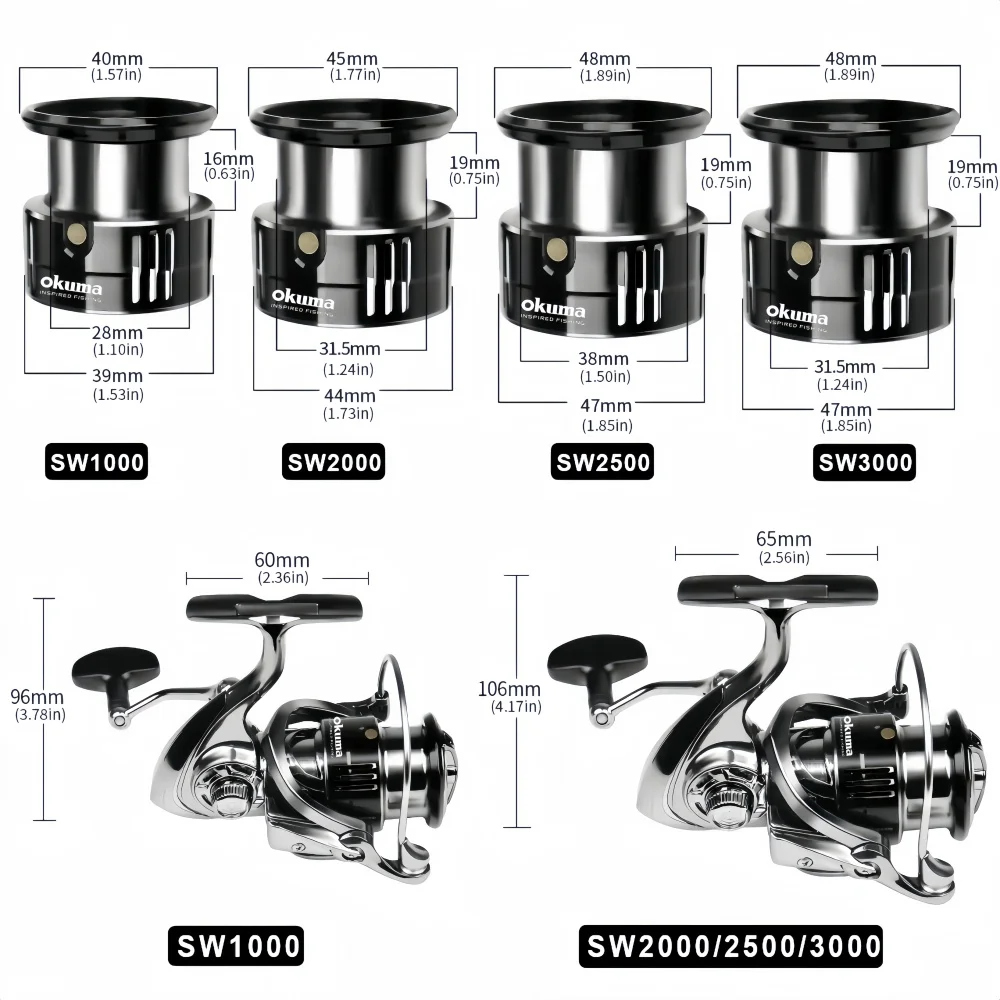 Okuma Original Seamless Spinning Wheel Fishing Wheel, Optional Models 1000-7000, Equipped with Polarized Fishing Goggles