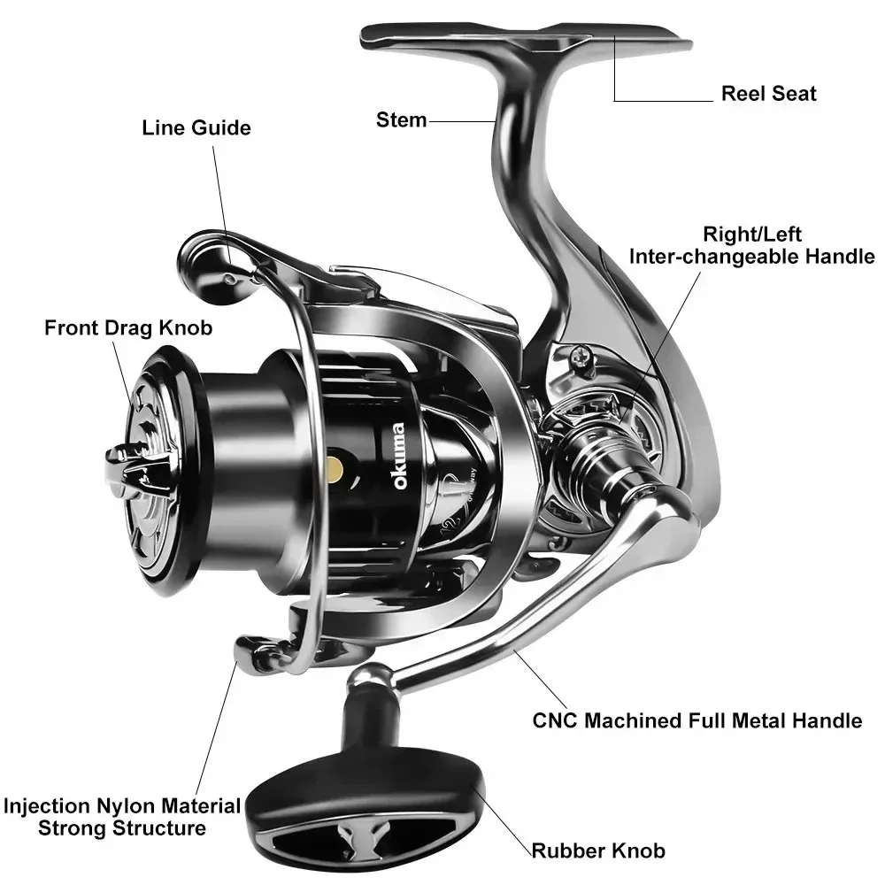Okuma Original Seamless Spinning Wheel Fishing Wheel, Optional Models 1000-7000, Equipped with Polarized Fishing Goggles