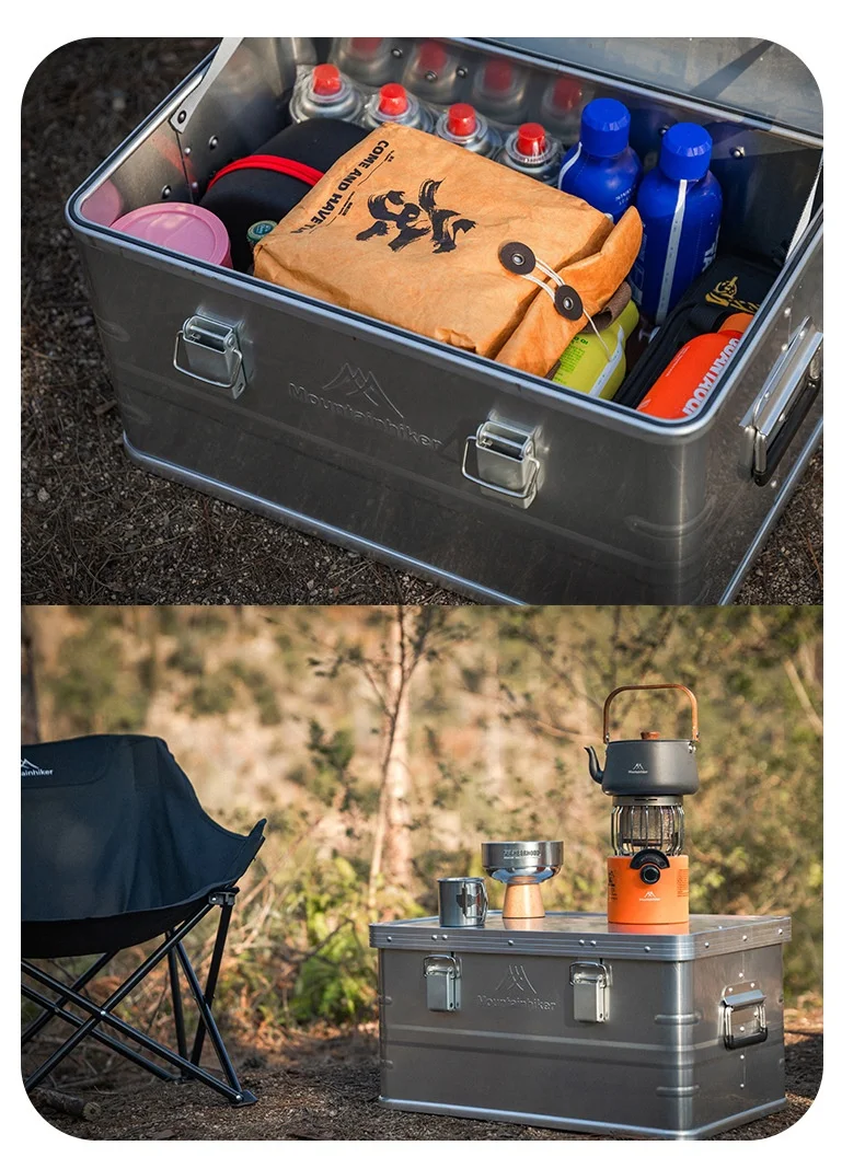 MOUNTAINHIKER 20-96L Aluminum Alloy Outdoor Storage Box Camping Picnic Travel Large Capacity Box Storage Bag Hiking Accessories