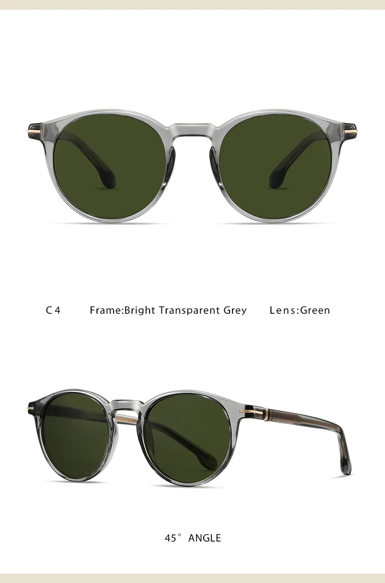 Unisex Polarized Sunglasses TR90 Frame UV400 TAC Lens Retro Round Black Full Frame Fashion Driving Shades