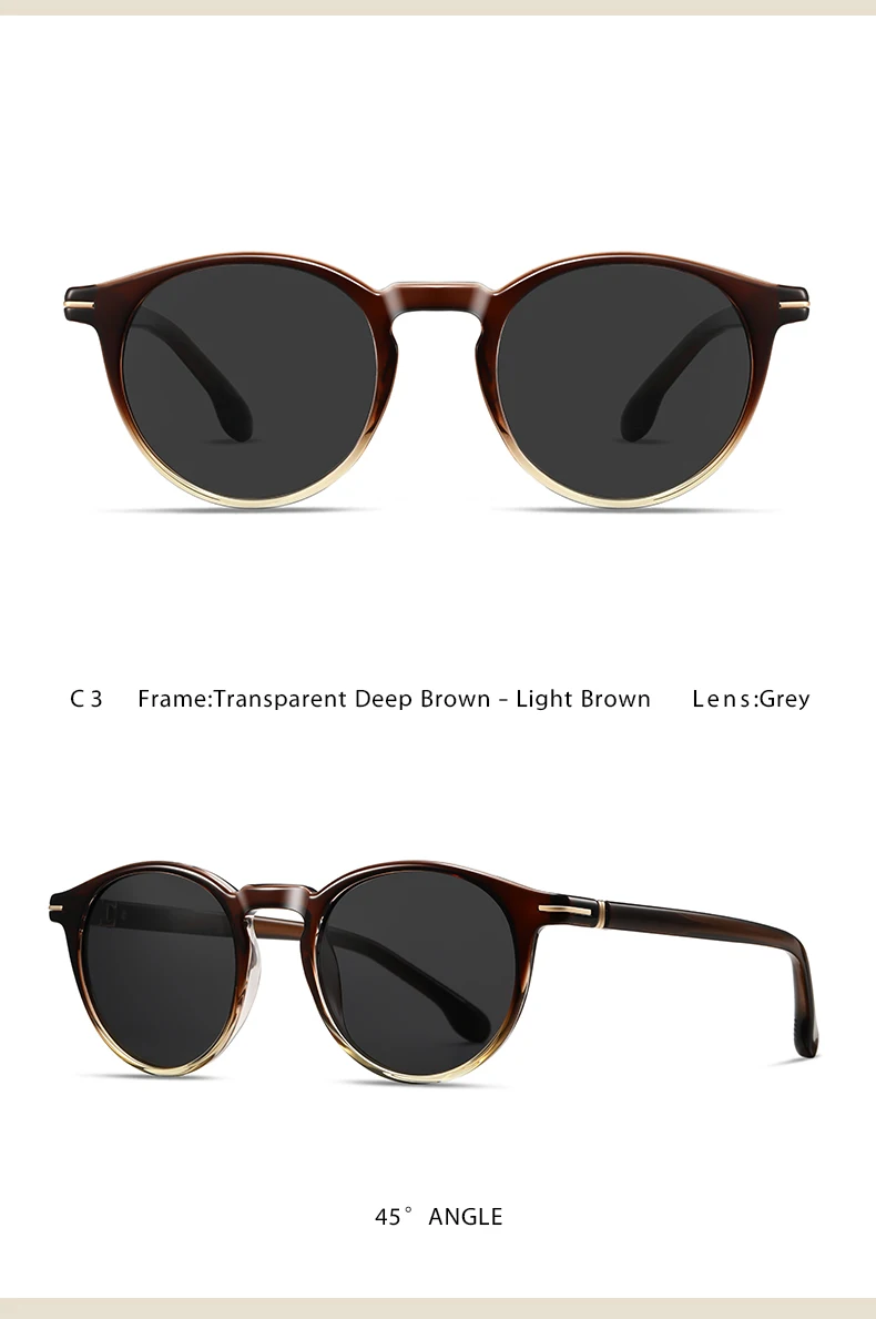 Unisex Polarized Sunglasses TR90 Frame UV400 TAC Lens Retro Round Black Full Frame Fashion Driving Shades