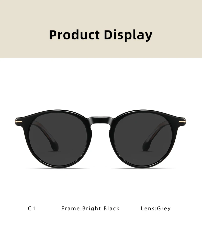 Unisex Polarized Sunglasses TR90 Frame UV400 TAC Lens Retro Round Black Full Frame Fashion Driving Shades