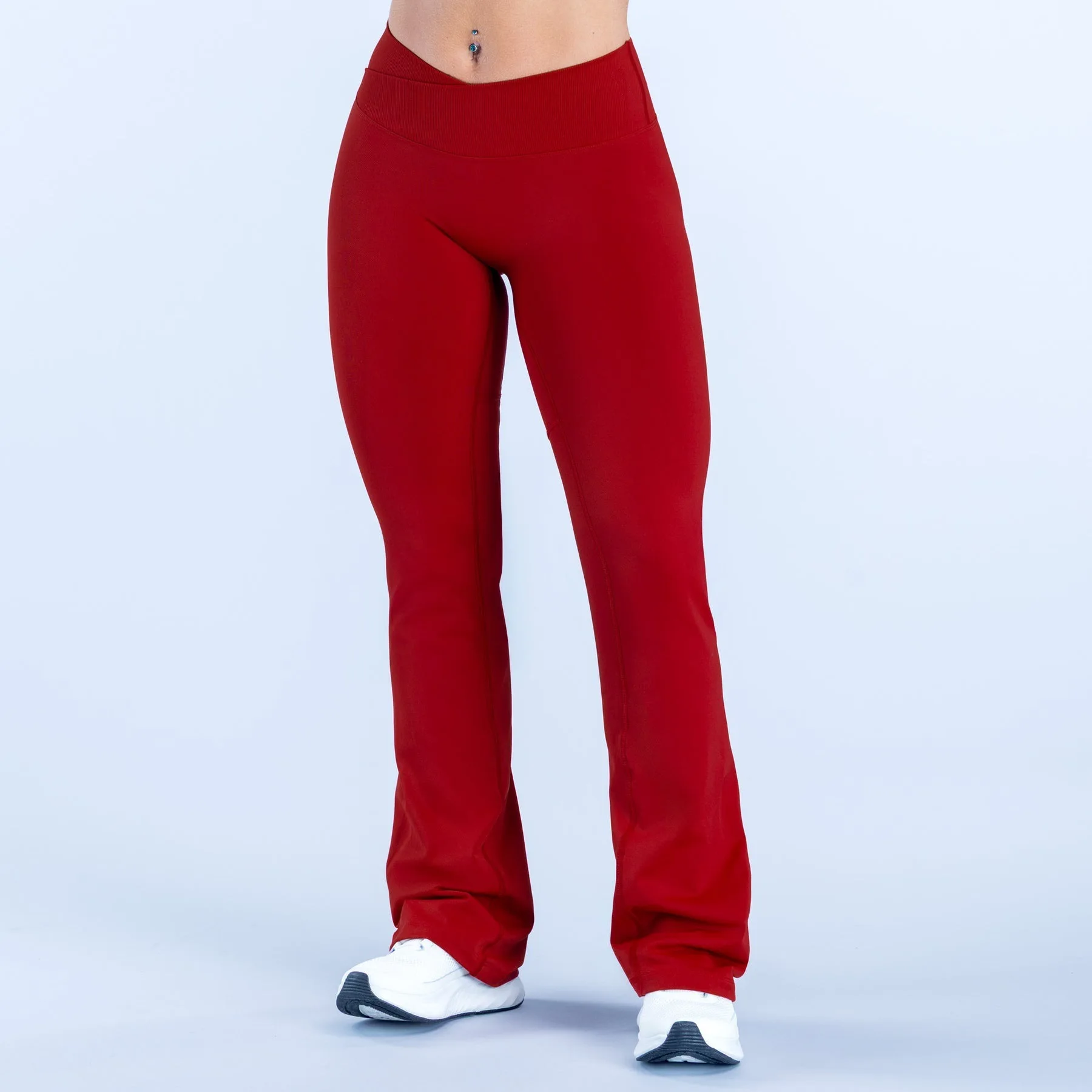 Women's Seamless Flare Leggings, V-Waist Tummy Control Yoga Pants, High Waist Butt Lifting Workout Leggings,  Nylon Activewear