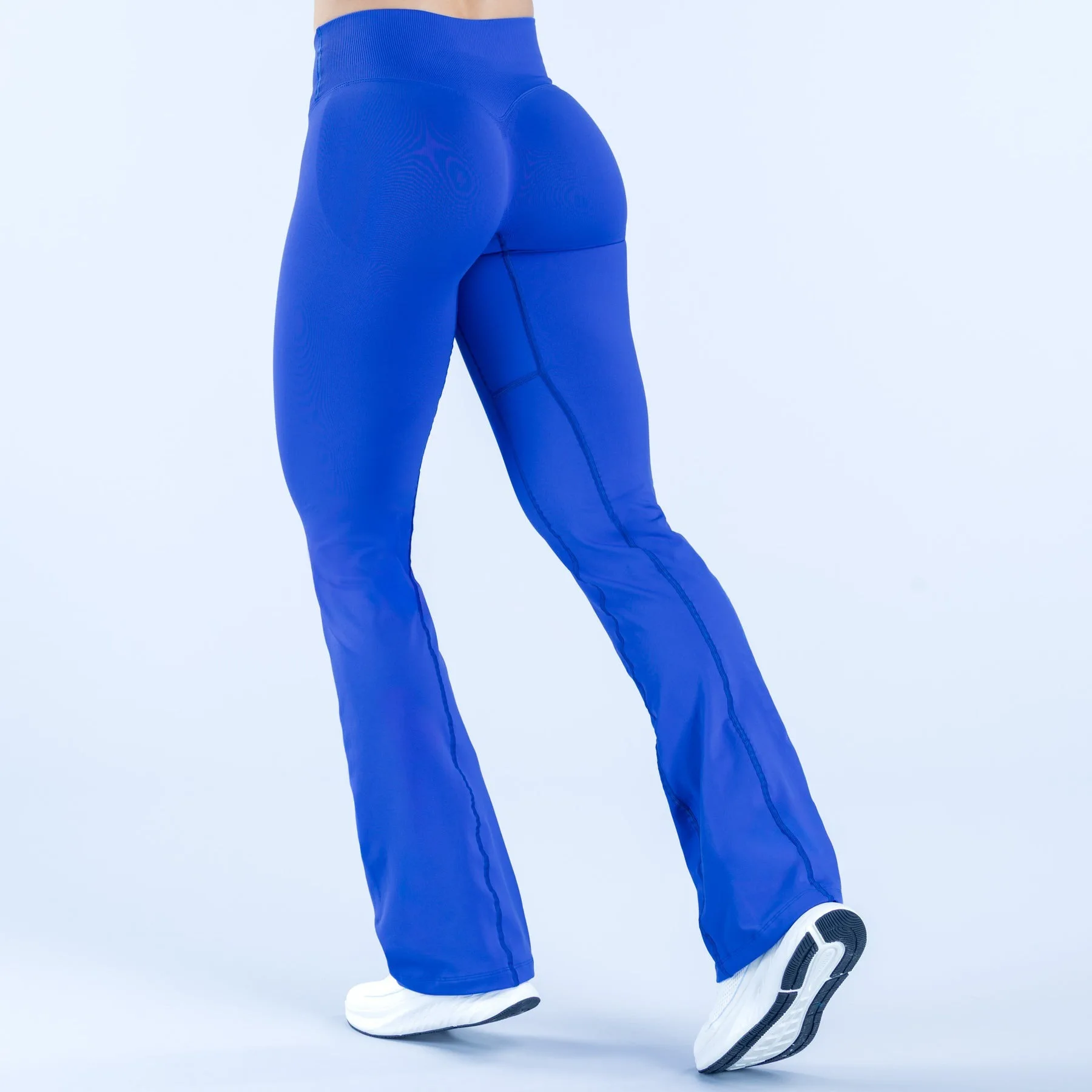 Women's Seamless Flare Leggings, V-Waist Tummy Control Yoga Pants, High Waist Butt Lifting Workout Leggings,  Nylon Activewear