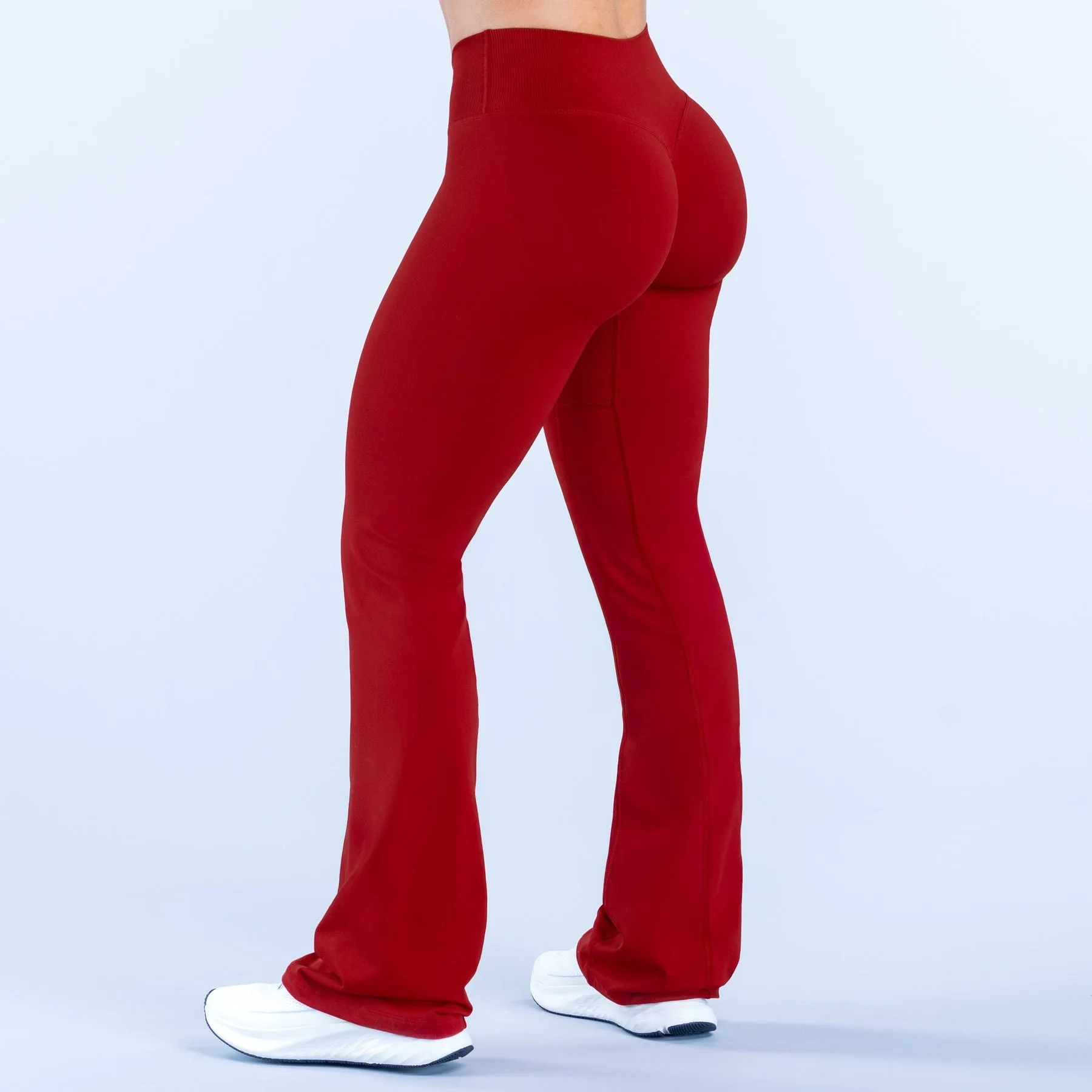 Women's Seamless Flare Leggings, V-Waist Tummy Control Yoga Pants, High Waist Butt Lifting Workout Leggings,  Nylon Activewear
