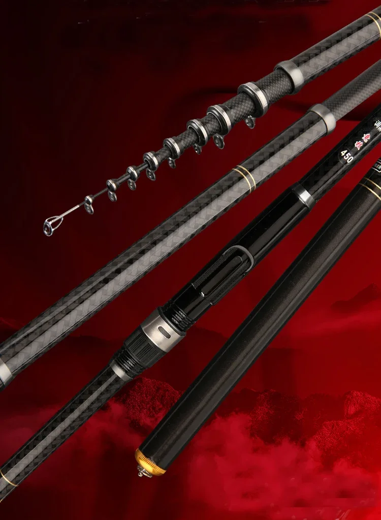 Rocky Fishing Rod Ultralight Weight Spinning Fishing Rod Carbon Fiber 3.6M 4.5M 5.4M 6.3M 7.2M Fishing Rod Tackle Carp Stream