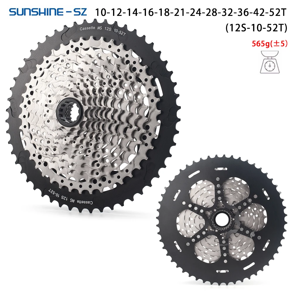 SUNSHINE 12-Speed MS Mountain Bike Cassette Freewheel Steel 12-Speed 10-50T 10-52T Compatible with M7100