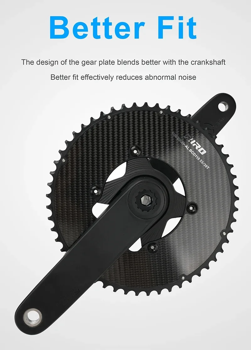 RIRO Carbon Chainring 110BCD Road Bike Chainring 50/34 52/36 53/39 54/40T 11/12S for Shimano R7000 R8000 R9100 R7100 R8100 R9200