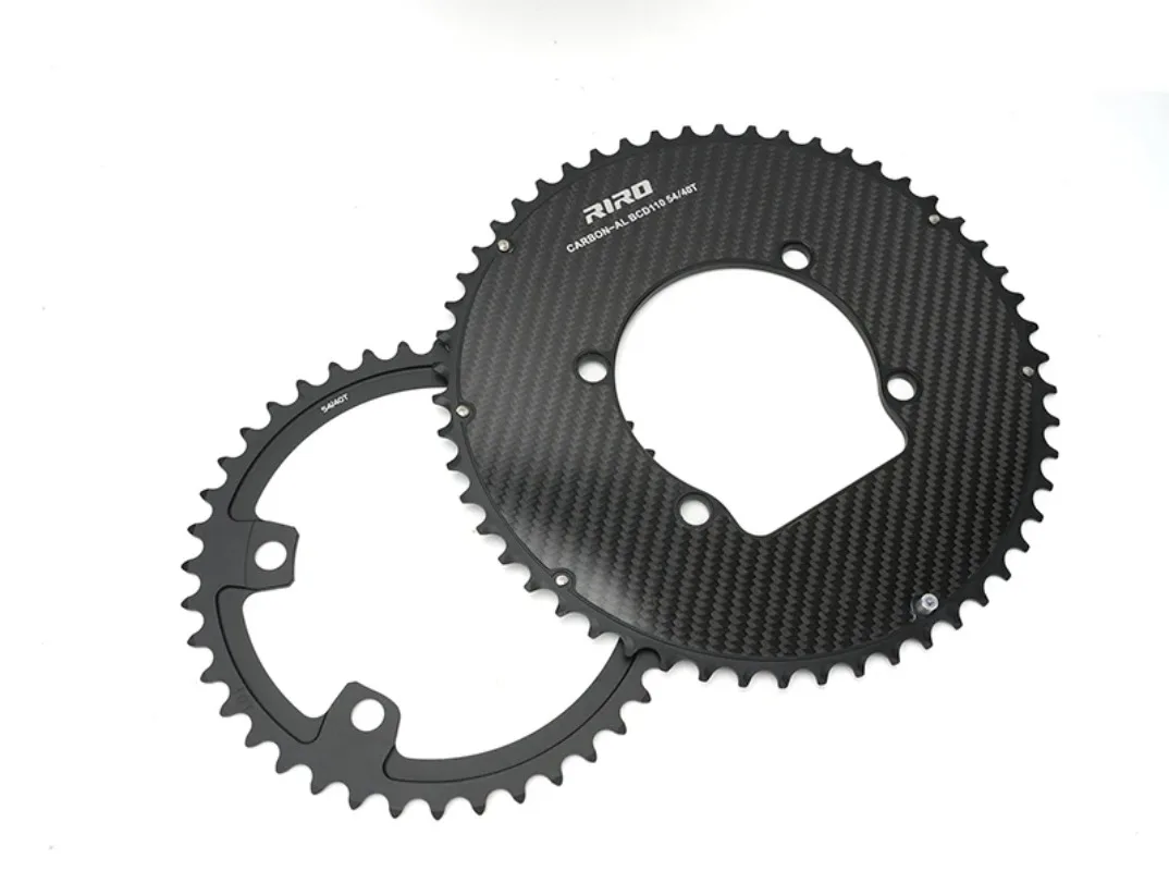 RIRO Carbon Chainring 110BCD Road Bike Chainring 50/34 52/36 53/39 54/40T 11/12S for Shimano R7000 R8000 R9100 R7100 R8100 R9200