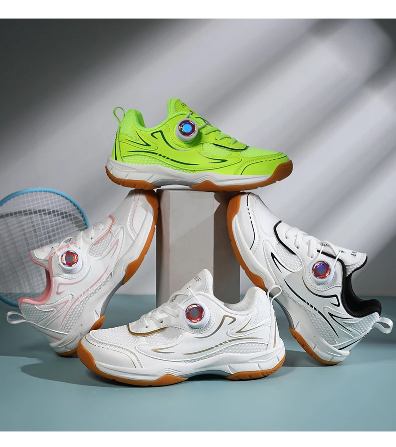 Men's Table Tennis Shoes, Women's Badminton Shoes, Student Fashion Sports Shoes, Using the Boa System, Lightweight Non-Slip Indoor Court Training Shoes, Tennis Running Shoes (Sizes 31-40)