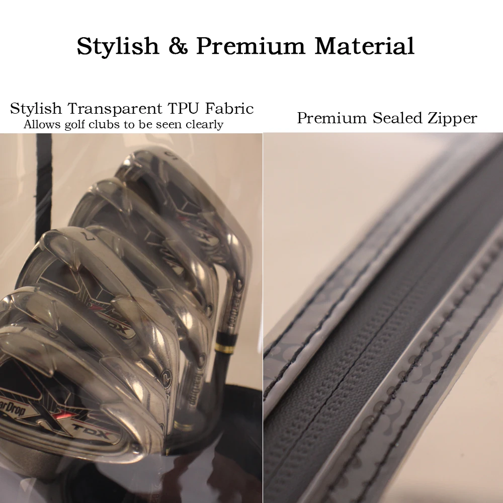 Universal Golf Bag Cap Cover, Golf Club Dust Cover, Fashionable Transparent TPU Material with Four Buttons