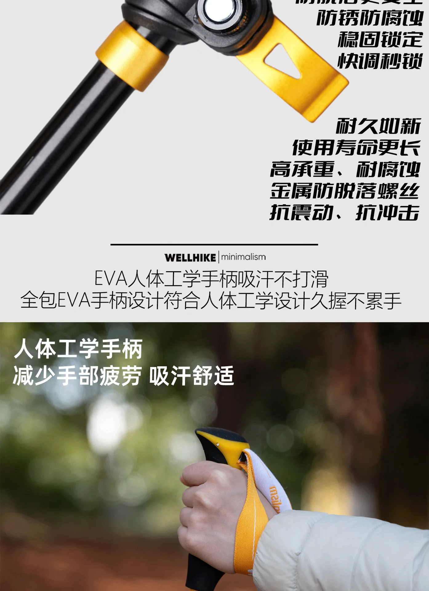 Hiking Poles Three Sections of Aluminum Pole for Mountaineering Hiking Skiing Travel Poles Climbing Trekking Poles Hiking Stick