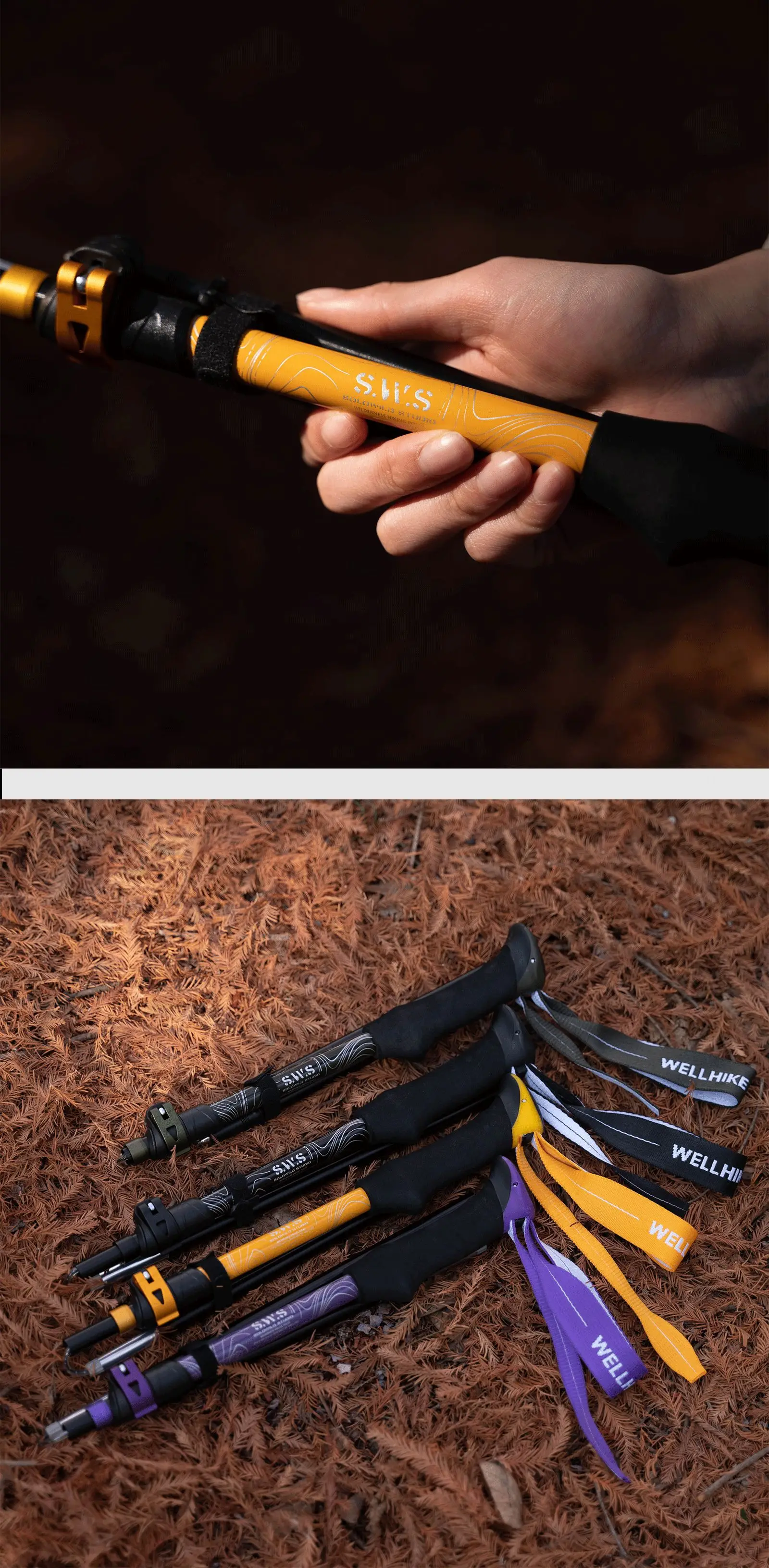 Hiking Poles Three Sections of Aluminum Pole for Mountaineering Hiking Skiing Travel Poles Climbing Trekking Poles Hiking Stick