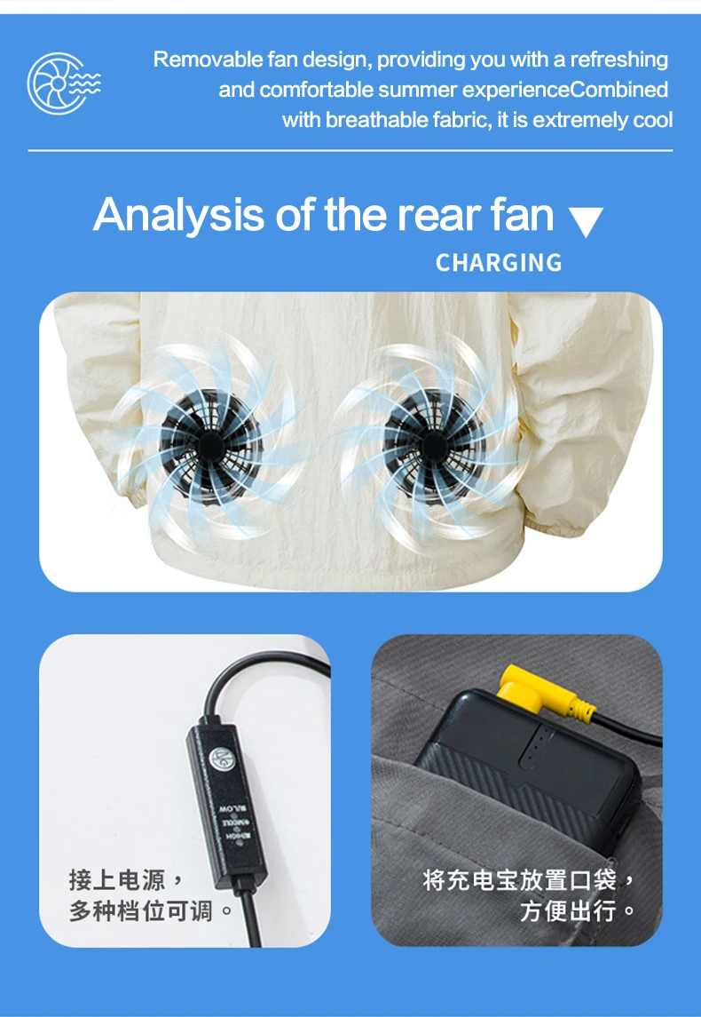 Fan Sun Protection Clothing for Heat Prevention and Cooling Outdoor Workwear for Cooling. Air Conditioning Clothing for Fishing