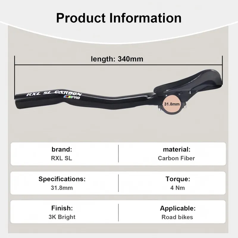TT Aero Bars Carbon Bicycle Handlebar Arm Rest Bar TT Handlebar Triathlon Extender Clip On Aerobar 31.8mm for Road Bike Cycling