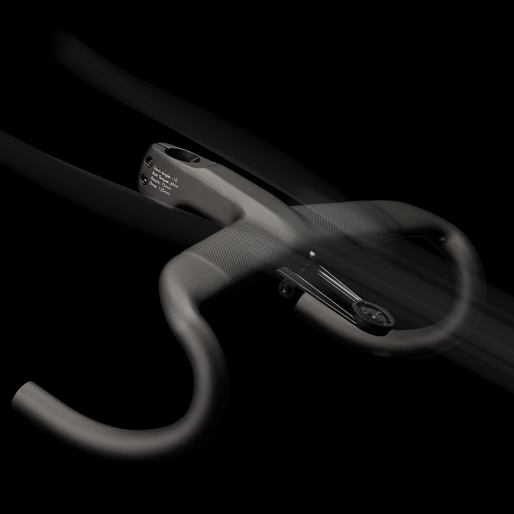 Road Bike Bent Handlebar Full Carbon 360-440mm -10° Integrated Cockpit Bars 28.6mm Racing Speed Internal Wiring Reduce Drop Bar