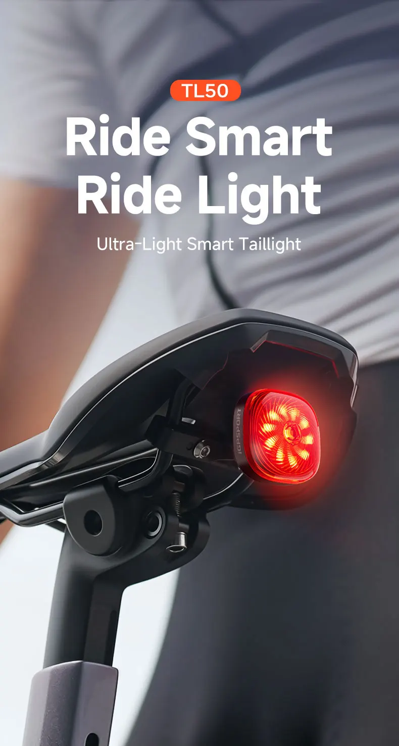 iGPSPORT TL50 Bike Tail Light Rear Bike Light Di2 Control 6 Light Mode Automatic Brake Sensing USB Rechargeable