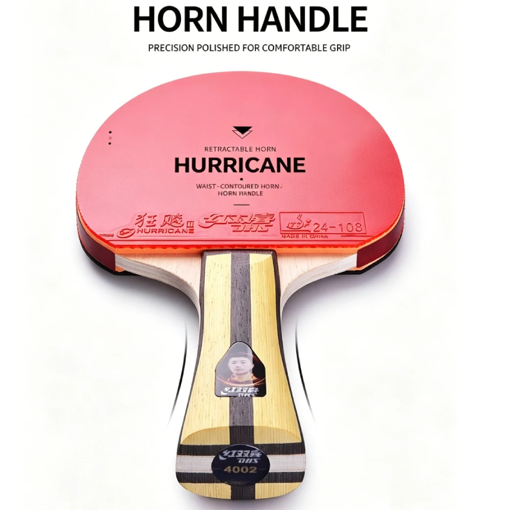 Professional DHS 4002 FL/4006 CS Table Tennis Racket With Hurricane 3 Rubber Original 7 Ply Pure Wood Ping Pong Racket