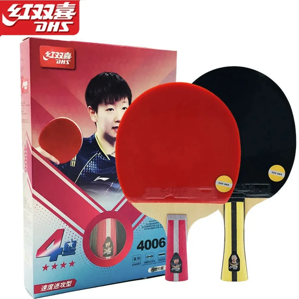Professional DHS 4002 FL/4006 CS Table Tennis Racket With Hurricane 3 Rubber Original 7 Ply Pure Wood Ping Pong Racket