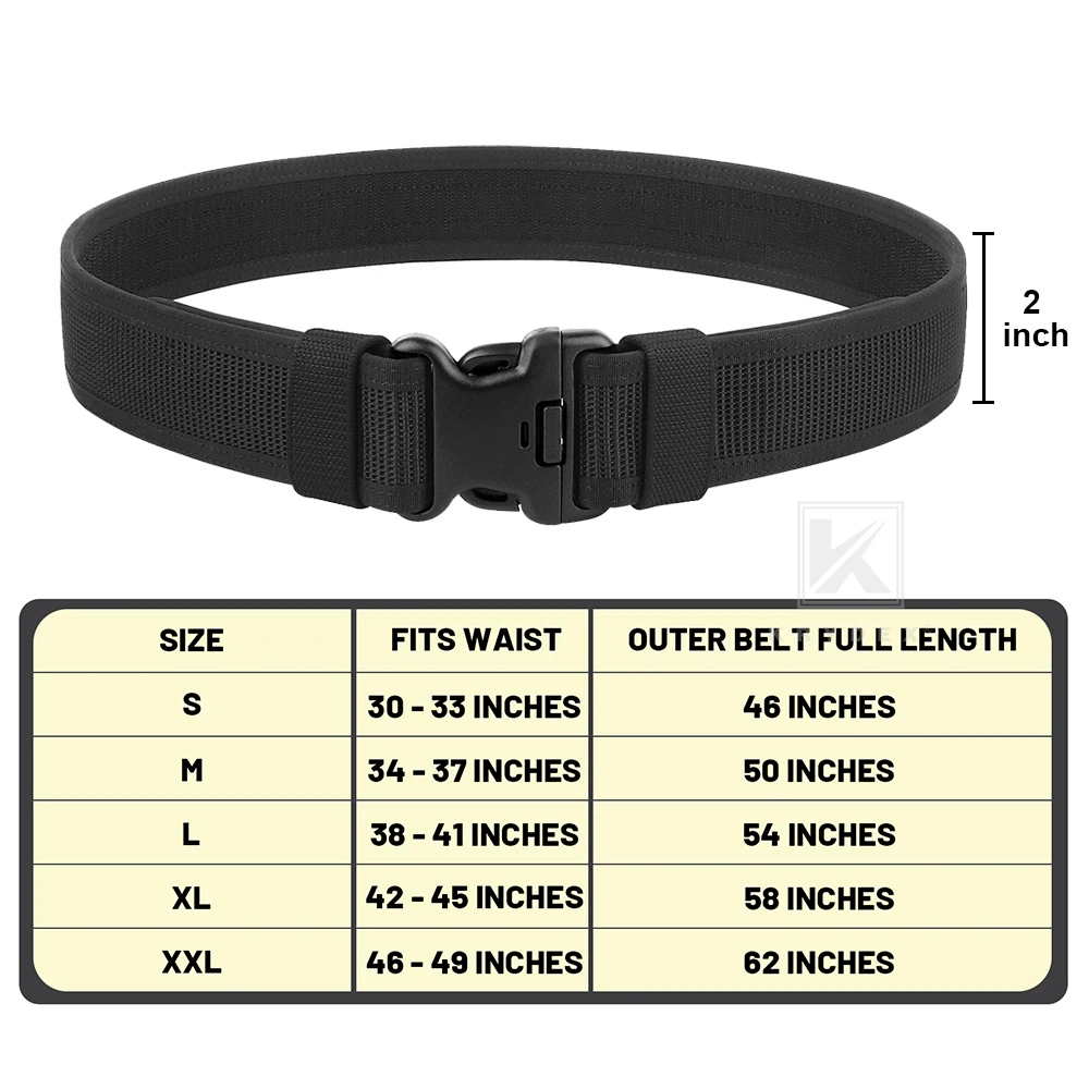 KRYDEX 2 Inch Tactical Duty Law Enforcement Officer Outer Belt with 4 Belt Keepers Waistband for Outdoor Sport Hunting Gear
