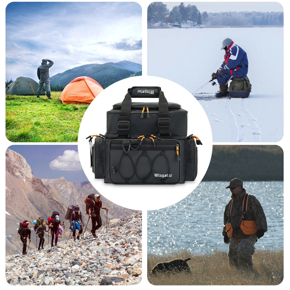 Fishing Tool Pouch Large-capacity Fishing Tackle Boxes Multi-pocket Crossbody Bag Scratchproof Wear-resistant for Outdoor Hiking