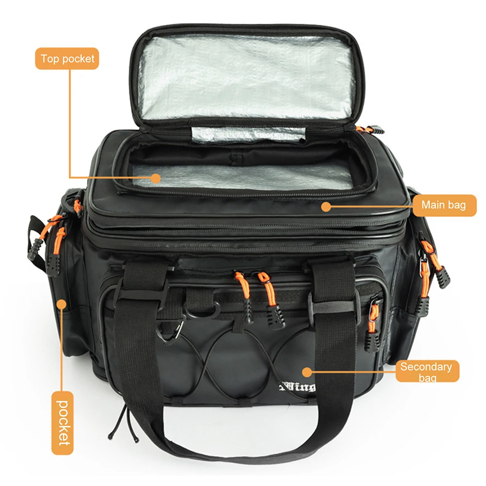 Fishing Tool Pouch Large-capacity Fishing Tackle Boxes Multi-pocket Crossbody Bag Scratchproof Wear-resistant for Outdoor Hiking