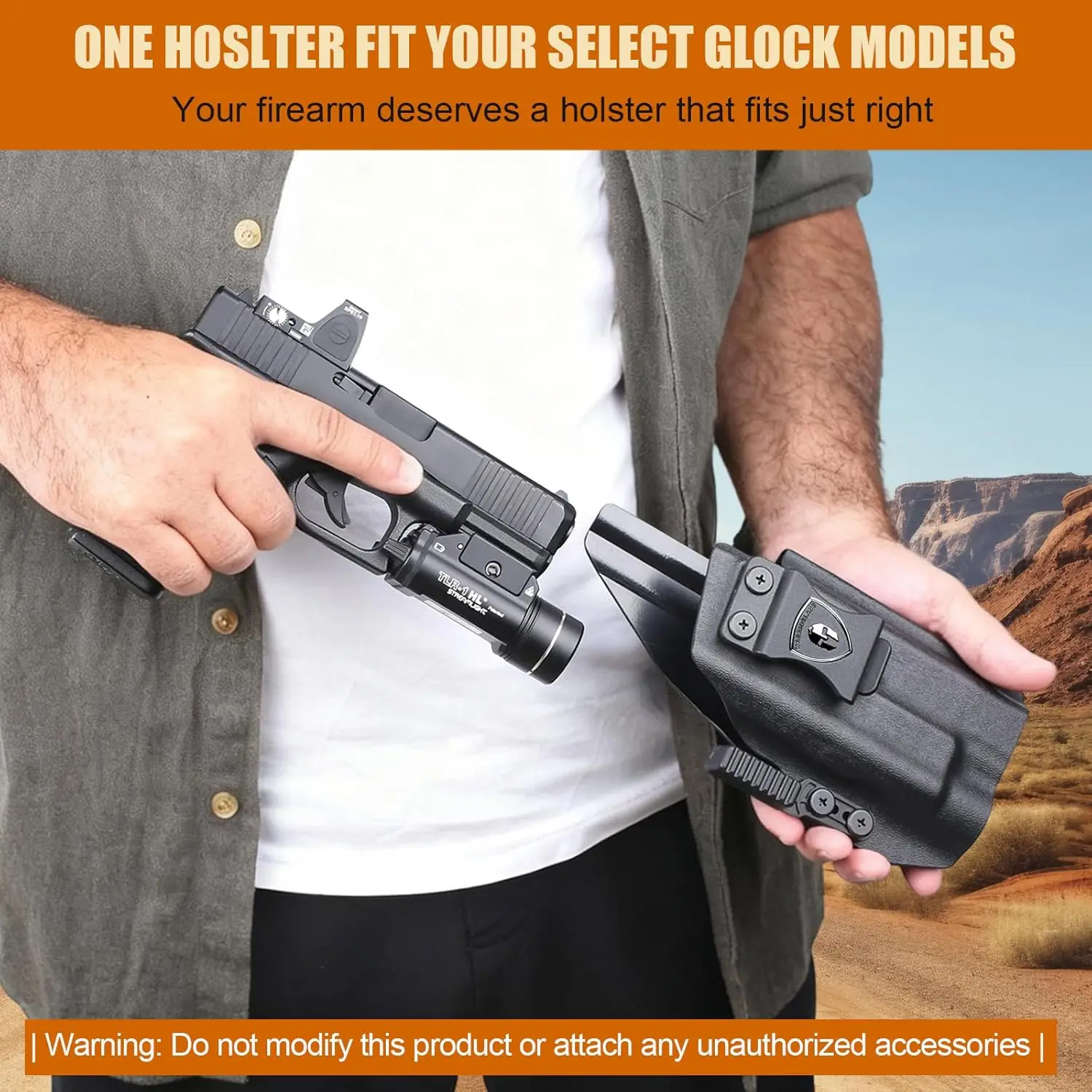 Only IWB Kydex Holster,For G17/19 Gen3-6 &G19X / 44/45 &G34 Gen4-5,TLR-1 HL/TLR-1 HL-X/TLR-1 HP-X/TLR-1/TLR-1s Light,Right Hand