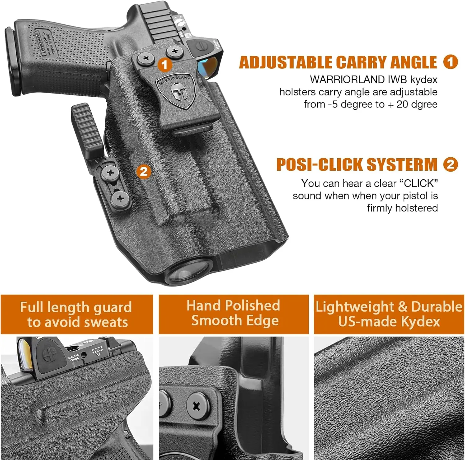 Only IWB Kydex Holster,For G17/19 Gen3-6 &G19X / 44/45 &G34 Gen4-5,TLR-1 HL/TLR-1 HL-X/TLR-1 HP-X/TLR-1/TLR-1s Light,Right Hand