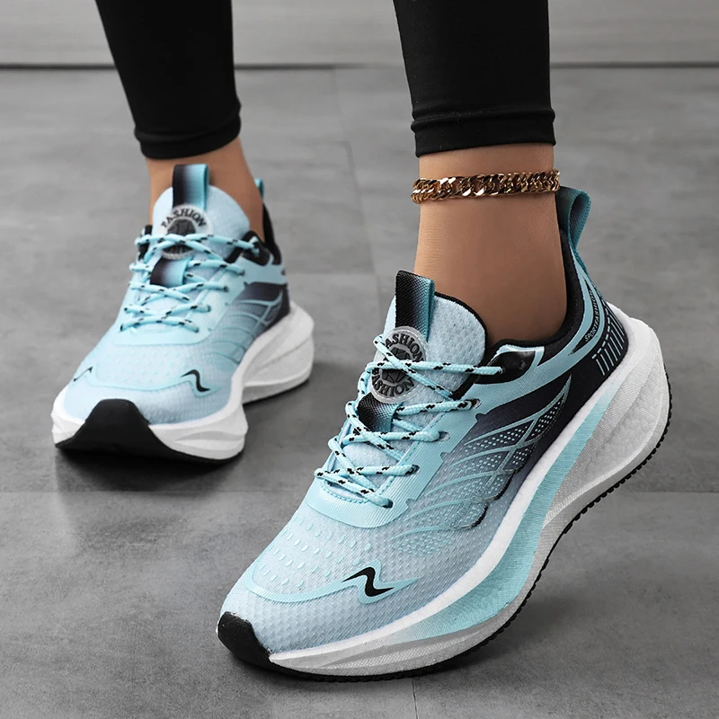 New Women's Mesh Breathable Casual Sports Shoes Running Shock Absorption Heightening Shoes Soft Sole Comfortable Korean Travel S