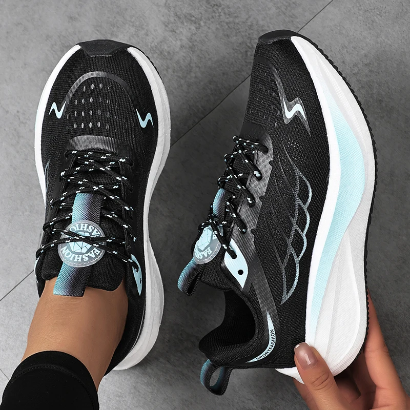 New Women's Mesh Breathable Casual Sports Shoes Running Shock Absorption Heightening Shoes Soft Sole Comfortable Korean Travel S
