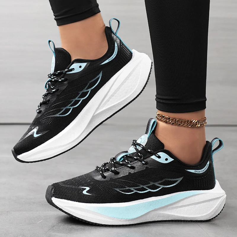 New Women's Mesh Breathable Casual Sports Shoes Running Shock Absorption Heightening Shoes Soft Sole Comfortable Korean Travel S