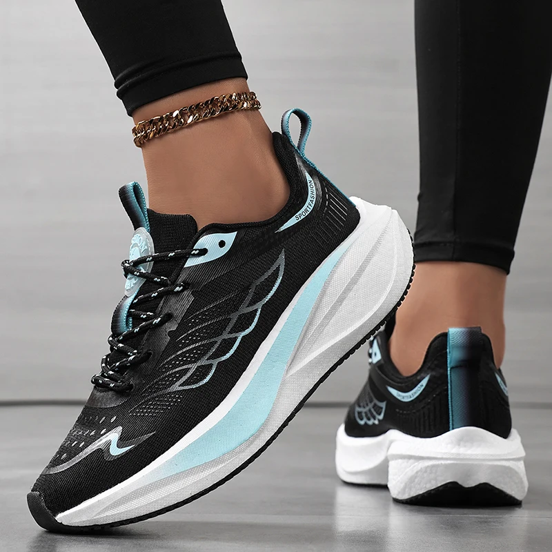 New Women's Mesh Breathable Casual Sports Shoes Running Shock Absorption Heightening Shoes Soft Sole Comfortable Korean Travel S