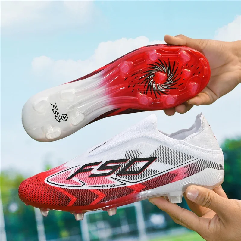 New Men Football Boots Breathable High-quality Sports Shoes Ultralight Soccer Shoes High Ankle Futsal Non-Slip Outdoor Match