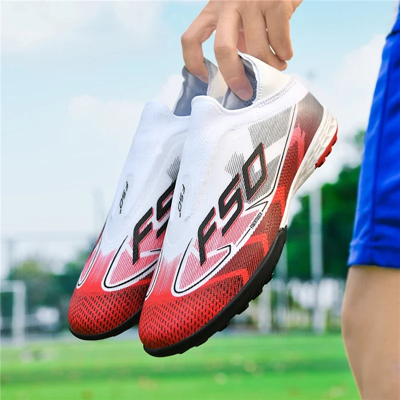 New Men Football Boots Breathable High-quality Sports Shoes Ultralight Soccer Shoes High Ankle Futsal Non-Slip Outdoor Match