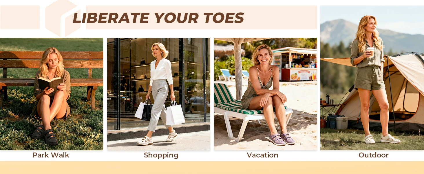 FitVille Women's Summer Sandals Wide Beach Sandal Comfort Walking Diabetic Shoes for Women Arch Support Slippers Swollen Feet