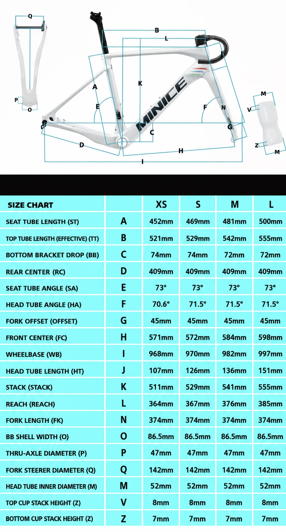 Minice Aerodynamic EPS Molded Carbon Frame Disc Brake Max 700*32C AERO Road Bicycle Frameset BSA Full Internal Cable Handlebar DI2 Mechanical